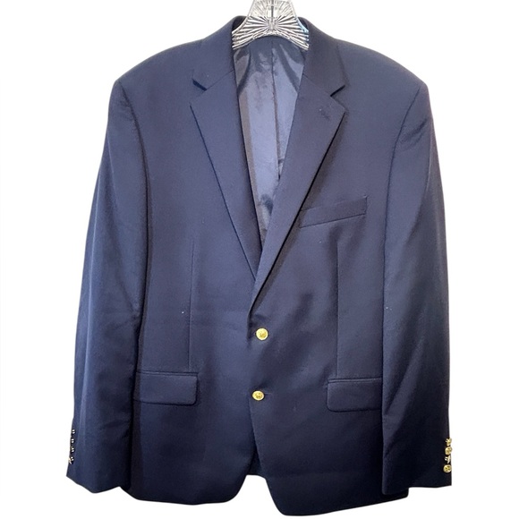 Lauren Ralph Lauren black label mens  sports coat 42R blue gold buttons blazer - Picture 1 of 12